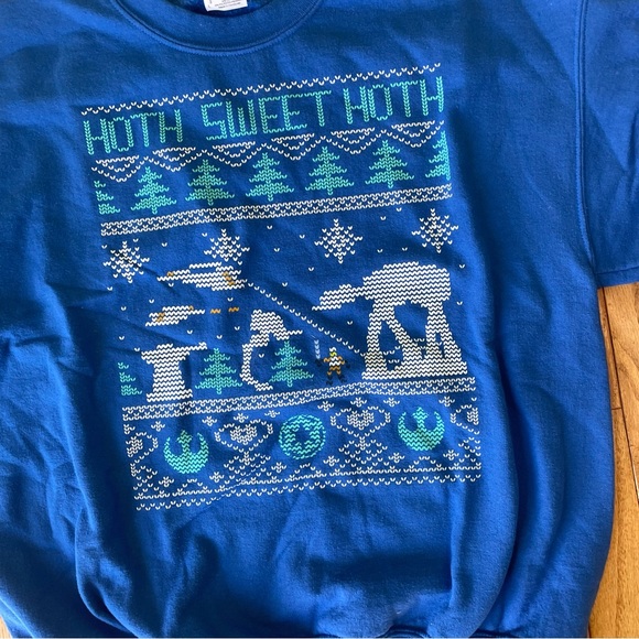 STAR WARS BLUE CHRISTMAS GRAPHIC PULLOVER SWEATSHIRT SIZE LARGE - Picture 2 of 3